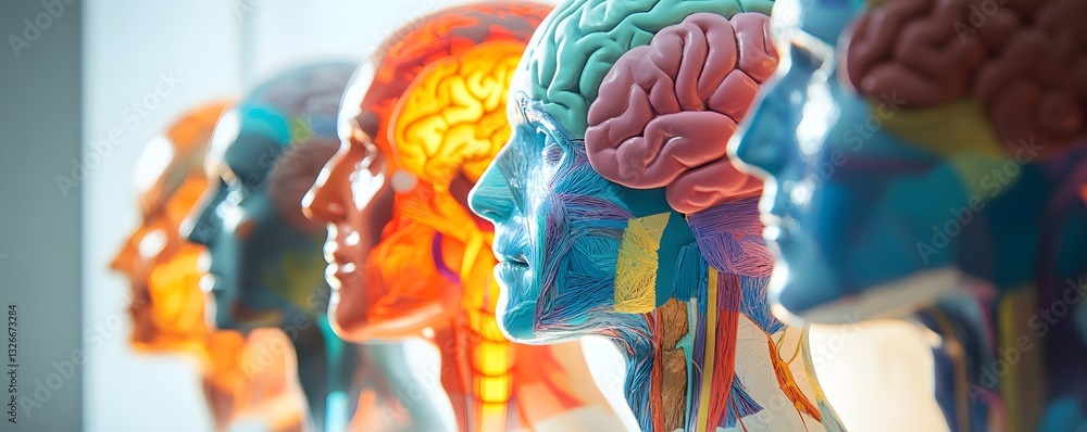 Poster anatomical models showing human brain and nervous system