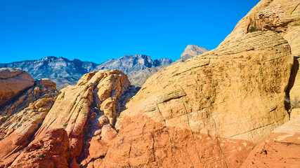 Fototapeta premium Aerial of Red Rock Canyon Stratified Formations in Nevada