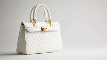Elegant Luxury Handbag with Gold Accents on White Background