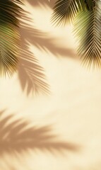 A serene image featuring palm leaves casting shadows on a soft, sandy background, creating a tranquil tropical vibe.