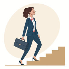 business woman walking on the he stairs. vector-icon-illustrations.