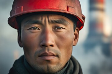 Worker in Safety Gear at Coal-Fired Power Station