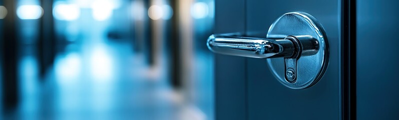 Close-Up View of Metallic Door Handle and Lock Mechanism