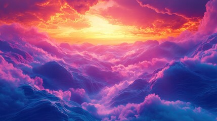 Beautiful sunset scene with pink sky clouds and silhouettes of trees near a calm lake