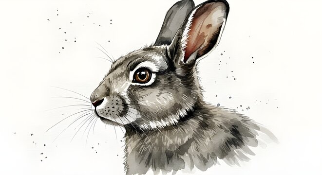 Retrato de conejo en acuarela: elegante arte animal pintado a mano