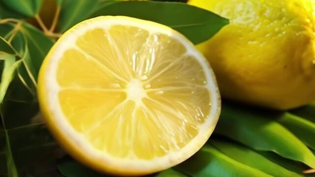 Lemon with leaves for celebration holiday sukkot, abstract vivid composition consists of background