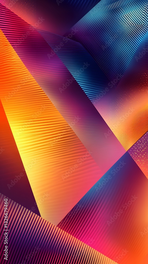 Fototapete Colorful abstract background with intersecting geometric shapes creating dynamic visual effect