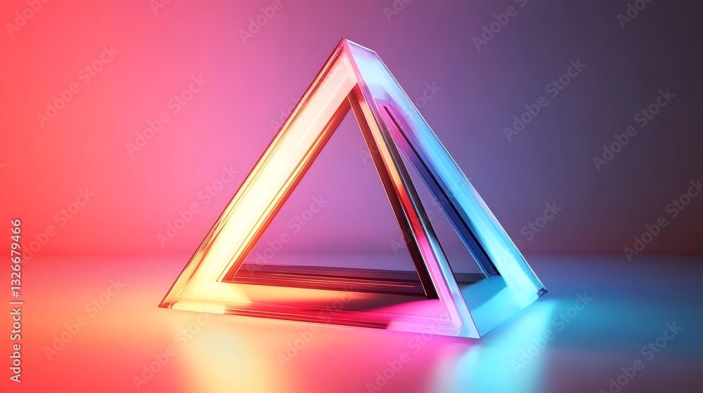 Aufkleber glowing neon triangle illuminating vibrant studio background