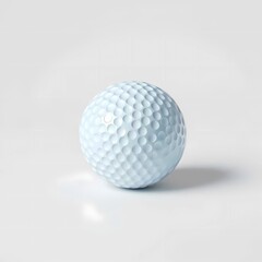 Un objeto esf&eacute;rico blanco con textura de hoyuelos, similar a una pelota de golf, aislado en un fondo minimalista con luz suave