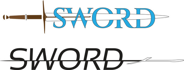 Sword letter and sword vector combination logo