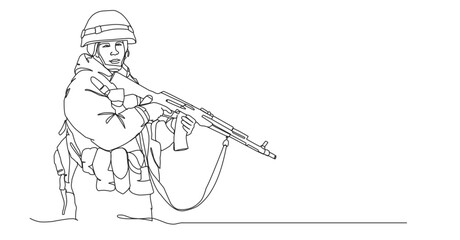 Line art illustration of a soldier