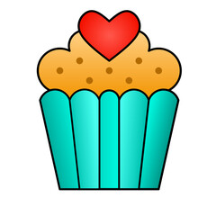 cupcake love icon vector simple design illustration/ sweet valentine element	