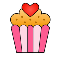 cupcake love icon vector simple design illustration/ sweet valentine element	