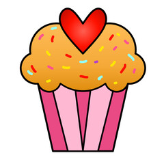 cupcake love icon vector simple design illustration/ sweet valentine element	