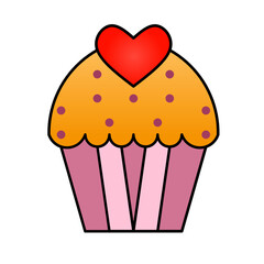 cupcake love icon vector simple design illustration/ sweet valentine element	