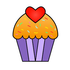 cupcake love icon vector simple design illustration/ sweet valentine element	