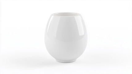 Ultra-realistic image of a white ceramic egg cup with a minimalist design, isolated on a white background
