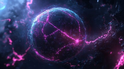 Obraz premium Abstract digital sphere with glowing lines