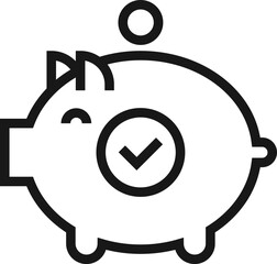 savings flat line web icon concept