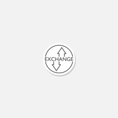 Exchange icon sticker isolated on gray background