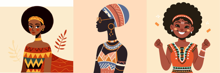 illustration of people in tribal clothing