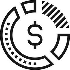 return of investment flat line web icon concept