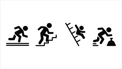 Obstacle Course Icons. Running, Climbing, Jumping, Weightlifting Silhouettes.