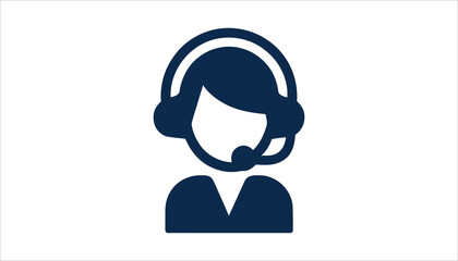 Customer Support Icon. Call Center Representative |. Headset Vector Symbol.