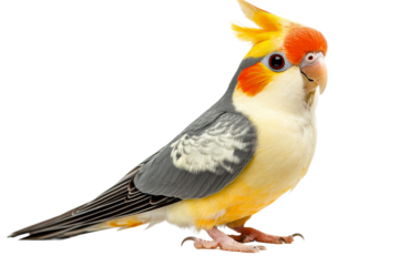 Colorful cockatiel perched with a vibrant plumage display