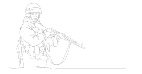 Line art illustration of a soldier