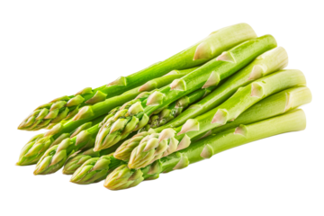 Fresh green asparagus stalks on a transparent background