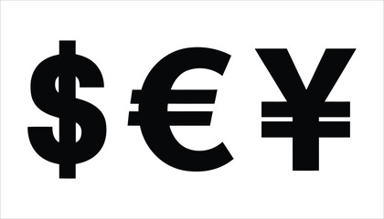 Obraz premium Currency Symbols Vector. Dollar, Euro, Yen Icons for Finance and Banking.