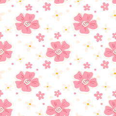 Seamless Pink Rose Floral Pattern with Soft Cream Background for Wedding Invitations, Paper Goods, Branding