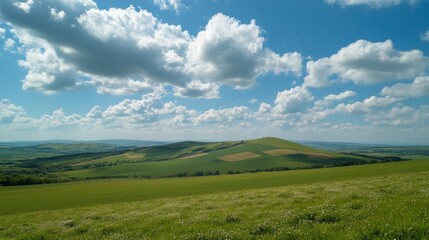 Obraz premium Sunny Hilltop Meadow Landscape