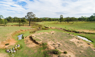 Watercourse eroding farm paddock