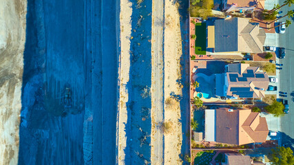 Aerial Top Down of Suburban Growth vs Desert Landscape in Nevada