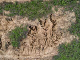 Land being eroded by water runoff