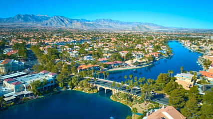Aerial of Desert Suburb with Oasis Waterway Las Vegas © Nicholas J. Klein