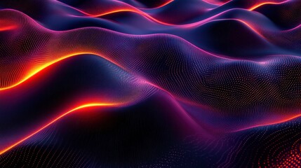 Obraz premium Abstract digital landscape with glowing waves