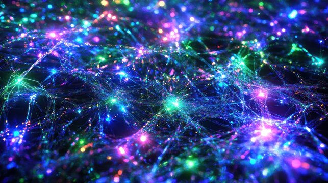 Abstract network of glowing neural pathways