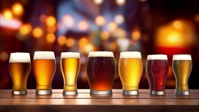 German beer in large glass mug for celebration holiday Oktoberfest, abstract vivid composition consists of background for diverse creative work
