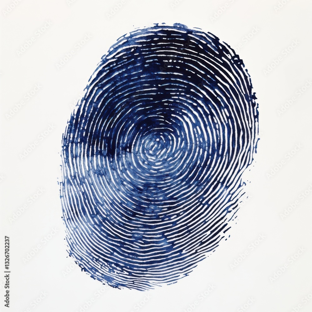 Poster abstract fingerprint in indigo: a study in circular patterns and blue hues