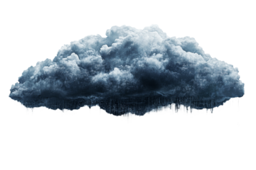 Dark storm cloud with rain on a transparent background