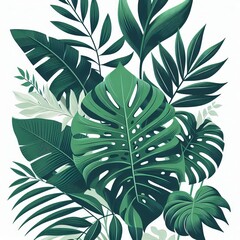 Digital Tropical Leaves Illustration