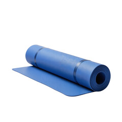 Solid Blue Exercise Mat Unfurled with Bands