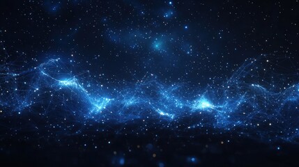 Naklejka premium Abstract space network, cosmic energy waves, night sky background