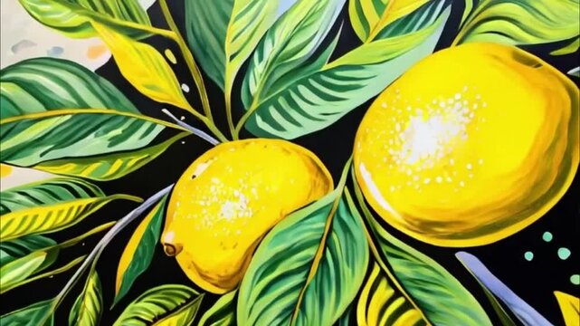 Lemon with leaves for celebration holiday sukkot, abstract vivid composition consists of background