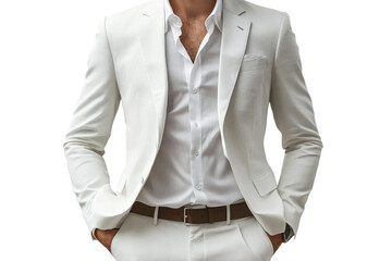 Elegant man in a white suit with confidence and style