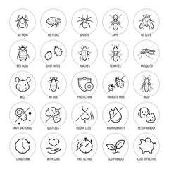 Set icons for pest control. Perfect suite for your designs, service, tools, equipment, infographic material and etc. The outline icons are well scalable and editable. EPS10.