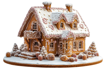 Gingerbread house with festive decorations and details